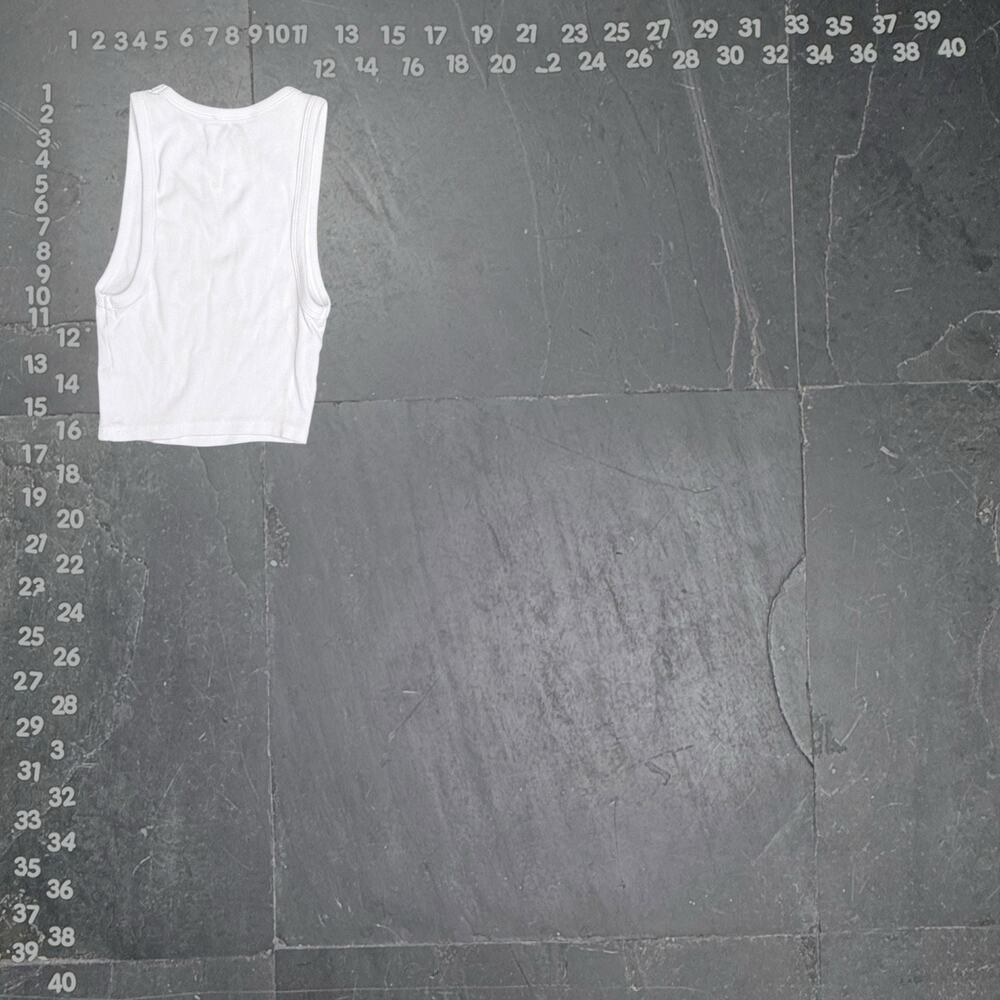 ZARA White Ribbed Racerback Crop Tank Top - Picture 3 of 4